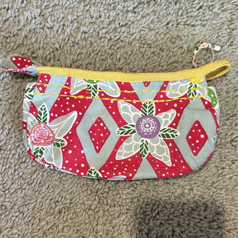 Vibrant Floral Pouch with Yellow Accent